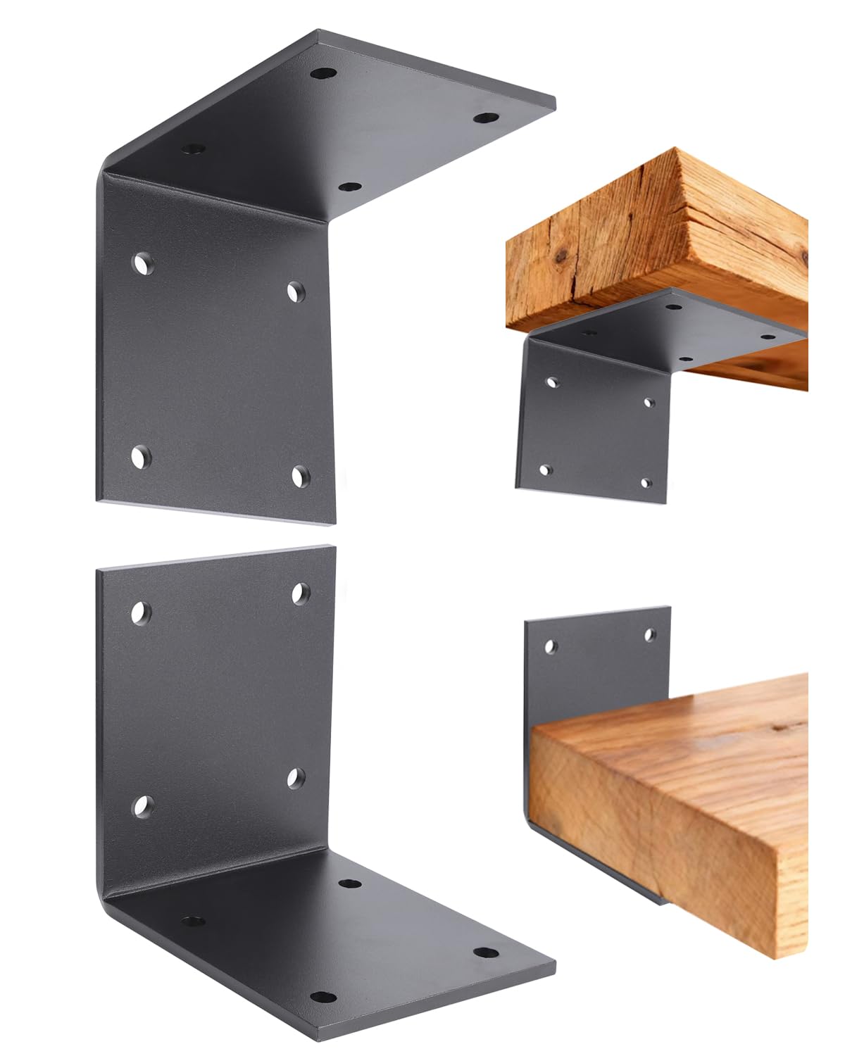 2PCS 6x5 in Heavy Duty Steel Corner Brackets, 0.22'' Thick, Load 300lb, 90 Degree, L Shape Plate, Ideal for Wood 6x6, 8x8 Lumber, in Truss Framing