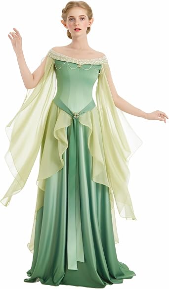 daizbella Renaissance Costume Women Retro Gradient Elf Medieval Dress for Women