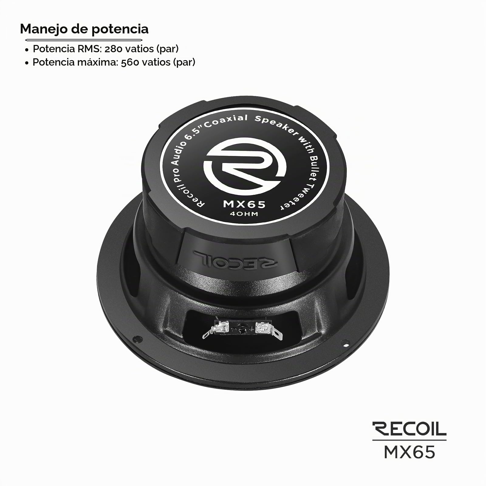 RECOIL MX65 Altavoces Coaxiales Medios Coche Pro Audio 16,5cm 560W MAX