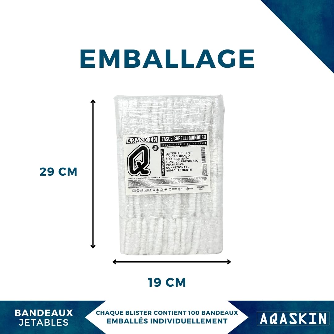 1000 Bande Élastique Jetable en TNT, Bandeaux Tête Jetable pour Esthéticiennes, Spa, Centres de bien être, Blanc