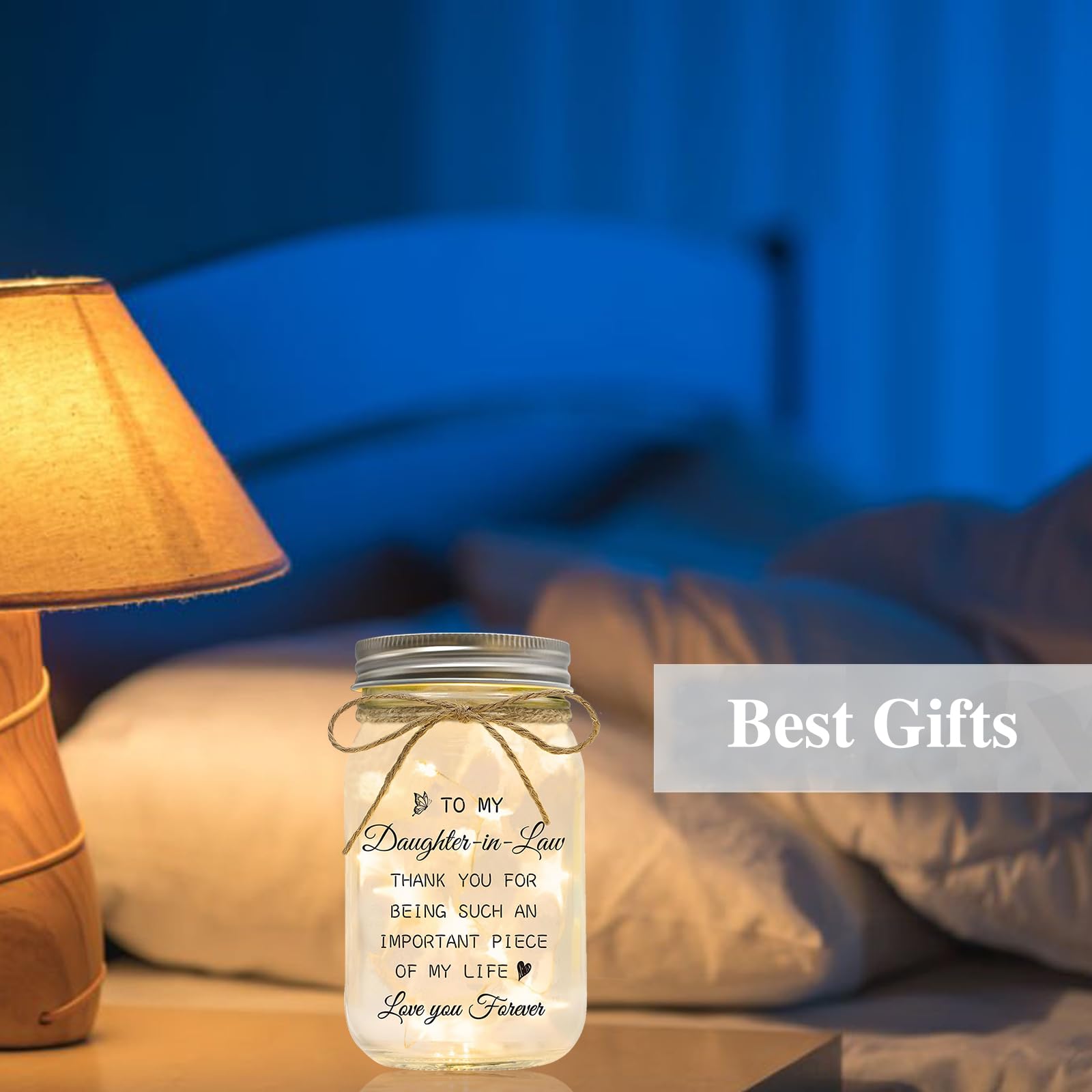 Daughter in Law Gifts, Daughter in Law Birthday Gifts from Mother in Law, Best Mothers Day Valentines Christmas Wedding Gifts for Mason Jar Night Lights