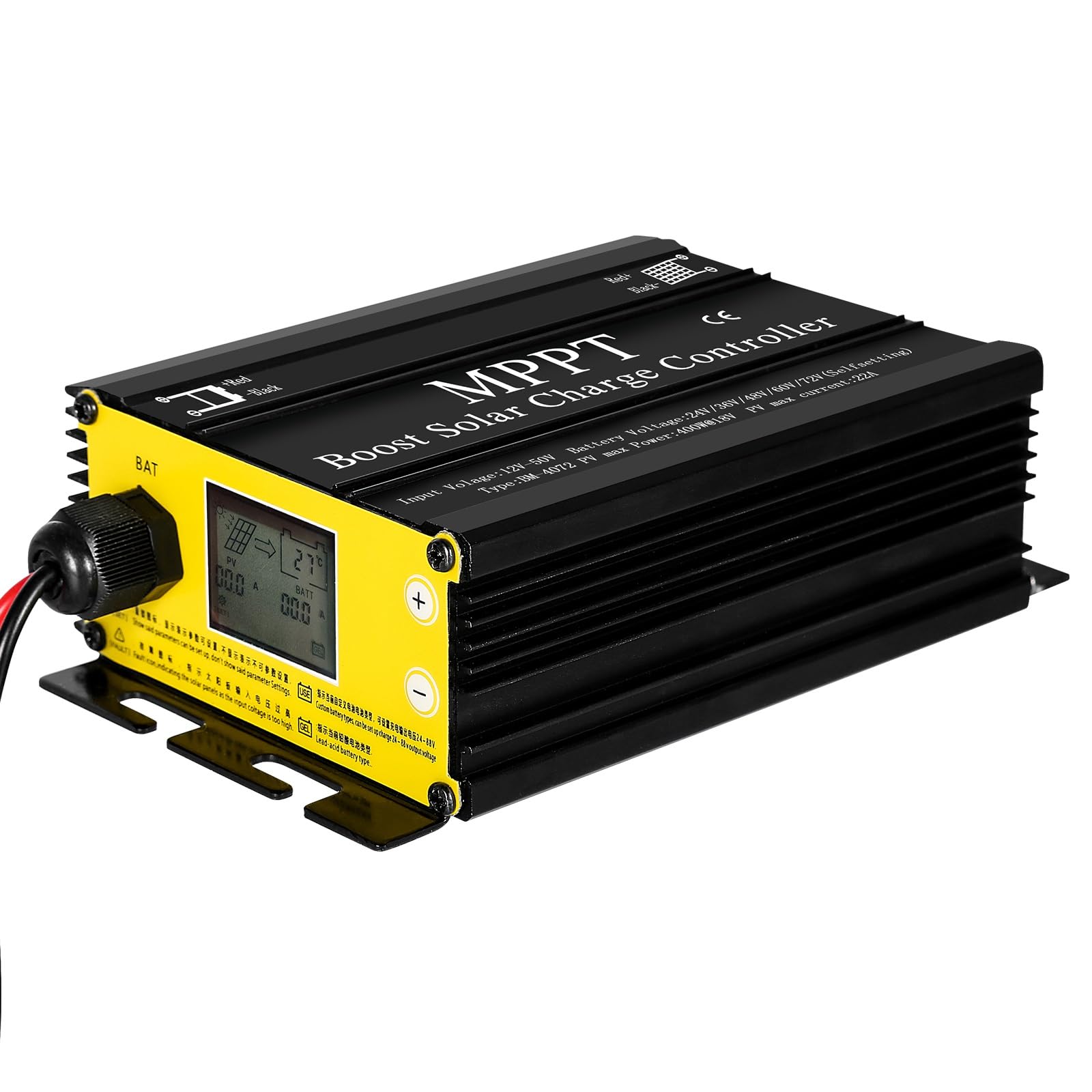 DEWIN Controlador de Carga Solar, MPPT Boost Controlador de Carga Solar 400W 24V 36V 48V 60V 72V Regulador de Voltaje