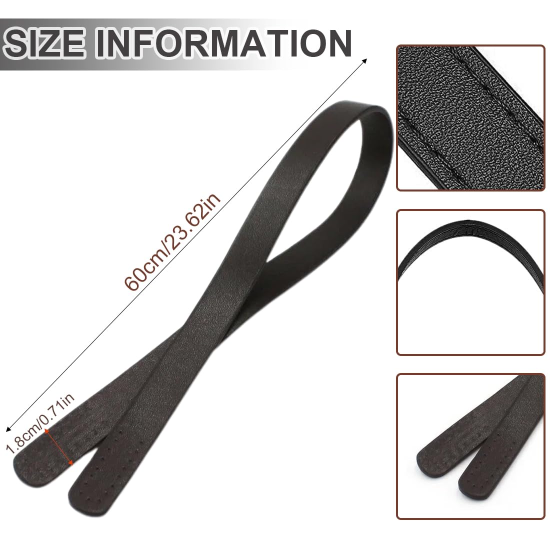 4 Paia Manici Per Borse In Pelle - Cinghie 1.8x60 Cm Fai Da Te - Foto 13