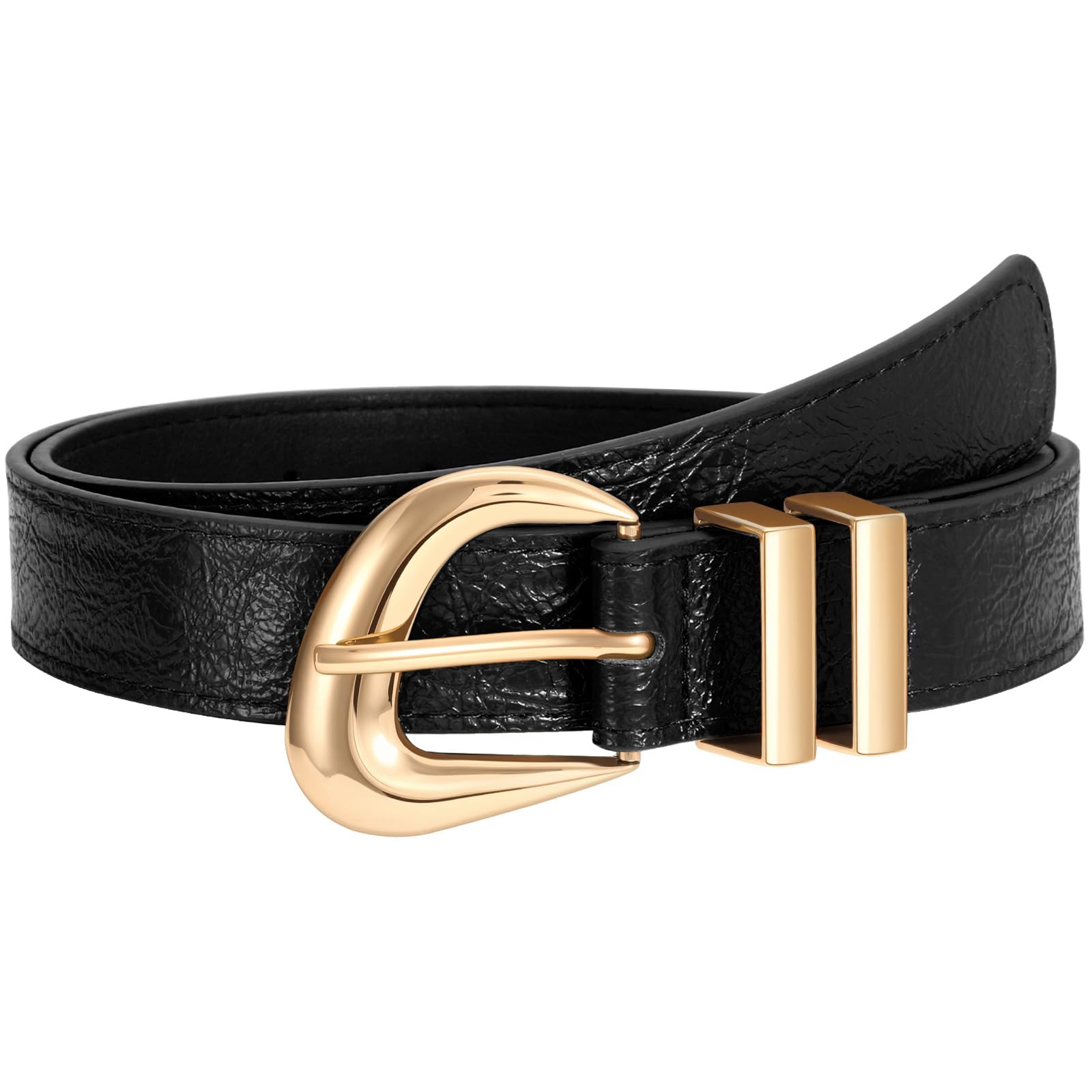 Leather Belt for Women Fashion Ladies Waist Belt with Silver Buckle for Jeans Pants Dress
