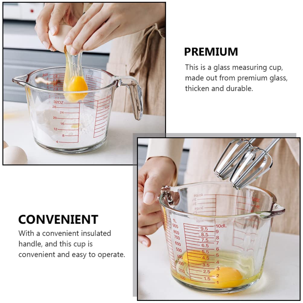 Zerodeko Glas Messbecher mit Großem Fassungsvermögen für Zuhause Küchenutensil mit Klaren Messmarkierungen für Milch und Kaffeemessungen Backzubehör