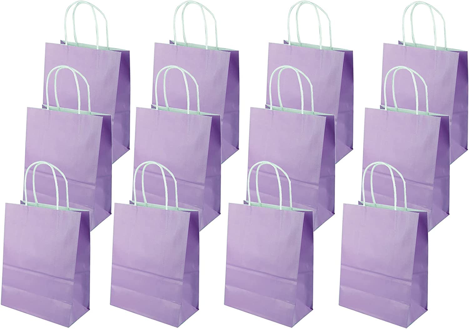 ECVV Gift Bags 12 Pieces Set Eco-Friendly Paper Bags With Handles Bulk Paper Bags Shopping Bags Kraft Bags Retail Bags Party Bags (PURPLE, 21 * 15 * 8 Cm)
