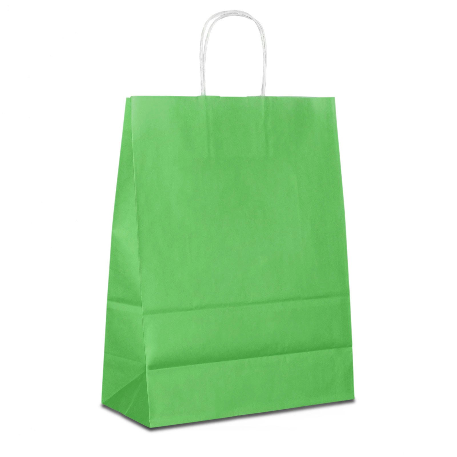 Papiertüten grün mit Kordel-Henkel I 600 Stk. 18+08x22cm I Papiertragetasche für Einzelhandel, Weihnachten, Mitbringsel, TO-GO I Geschenktüten aus Kraftpapier I HUTNER