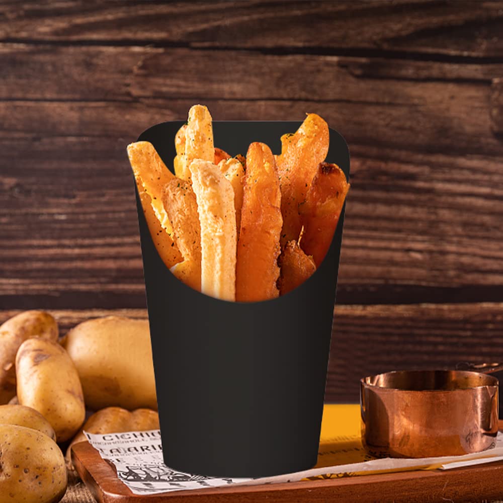 KINGZHUO 50 soportes para papas fritas de 14 onzas, vasos de charcutería de papel para llevar para fiestas, tazas de papas fritas, conos desechables para alimentos, cajas de palomitas de maíz