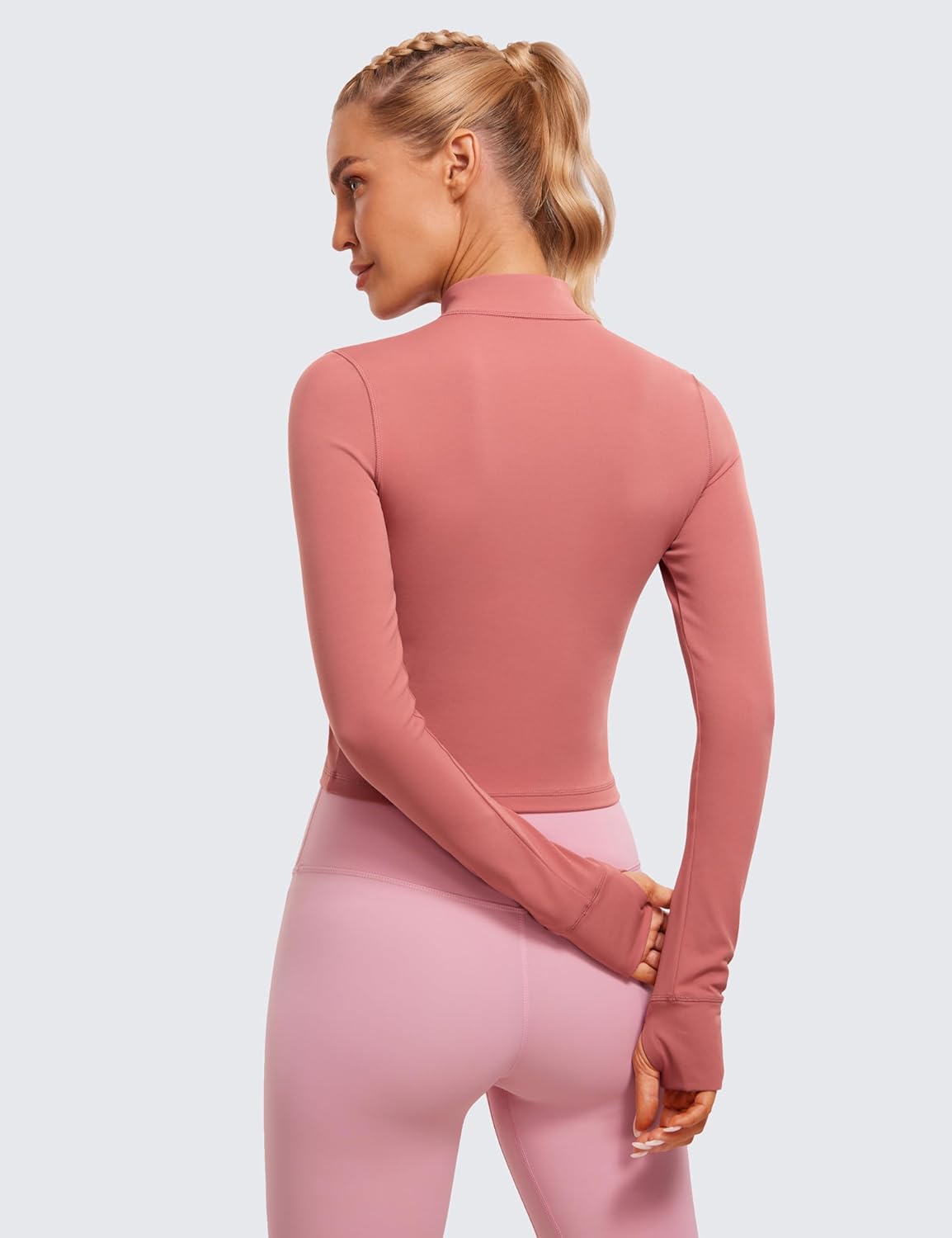 CRZ YOGA Butterluxe Cropped Athletic Jackets for Women - Full Zip Up Track Tops with Thumb Holes Pockets - Image 2