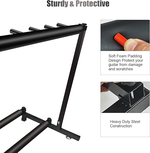 Miniatura 4 de GeeWin Soporte para guitarra múltiple, soporte para 7 guitarras, soporte plegable para guitarra, soporte para múltiples guitarras para acústica,
