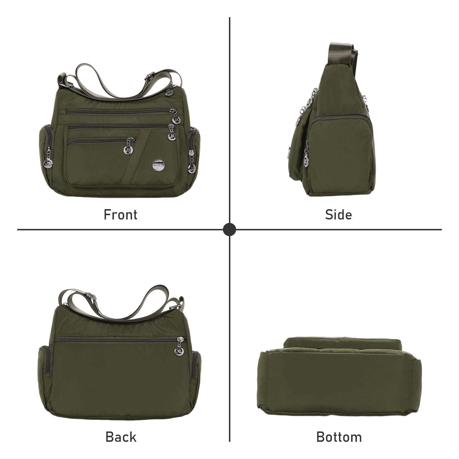 LassZone Nylon Crossbody Bags for Women Waterproof Shoulder Bag Lightweight Travel Handbag Multi Pocket Messenger bag Satchel Purse for Casual Work School, Green