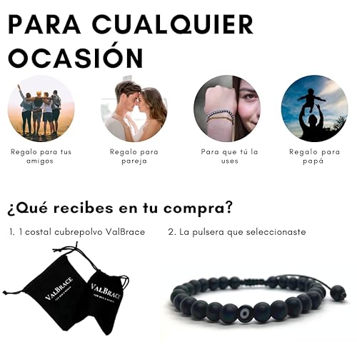Miniatura 4 de Pulsera Unisex ValBrace Protección Ojo turco Ónix Piedra Negra Pulsera de Moda