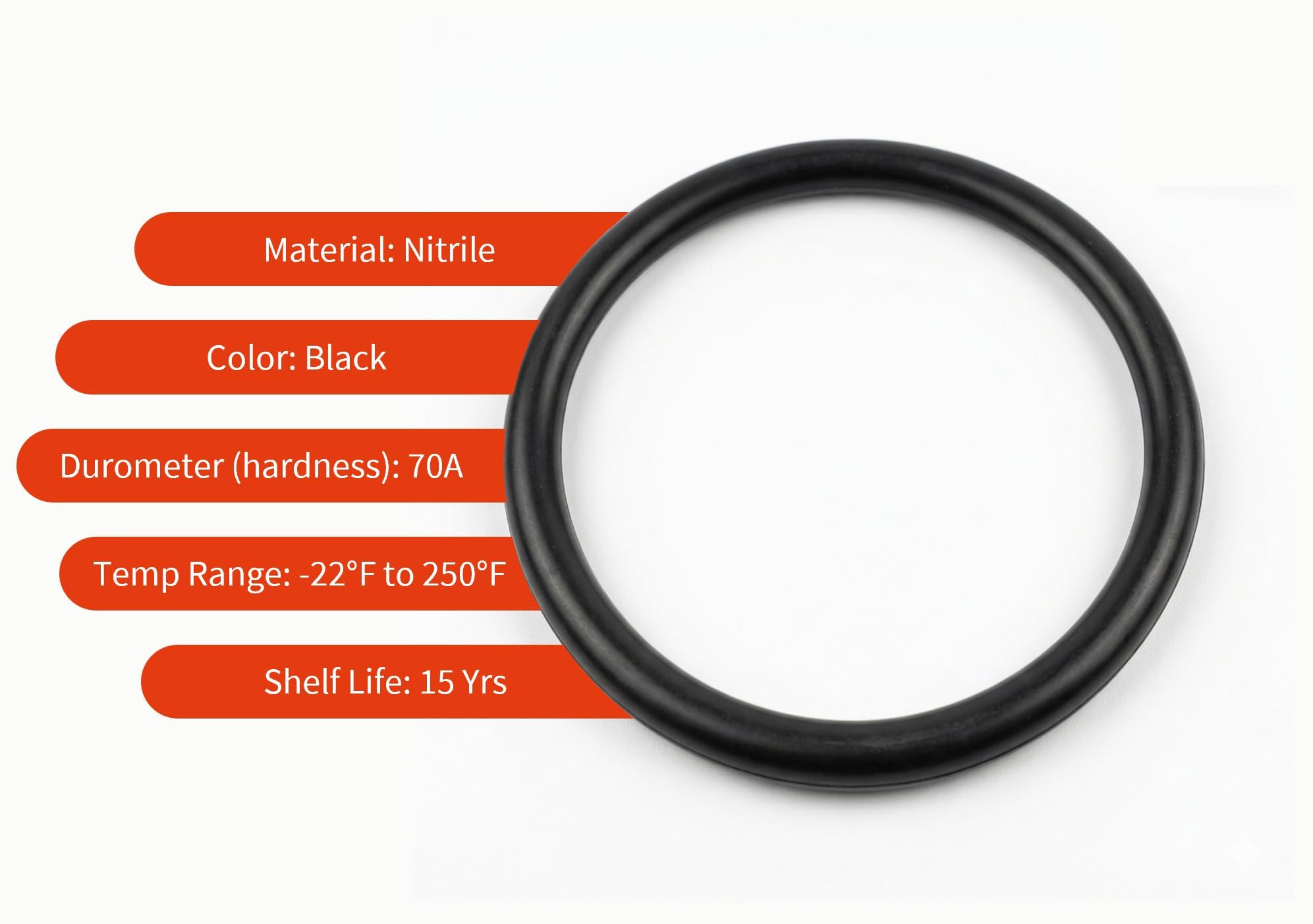 Mr O-Ring 226 Nitrile O-Ring - 70A Durometer, 2" ID, 2-1/4" OD, 1/8" CS, Black (Pack of 25)