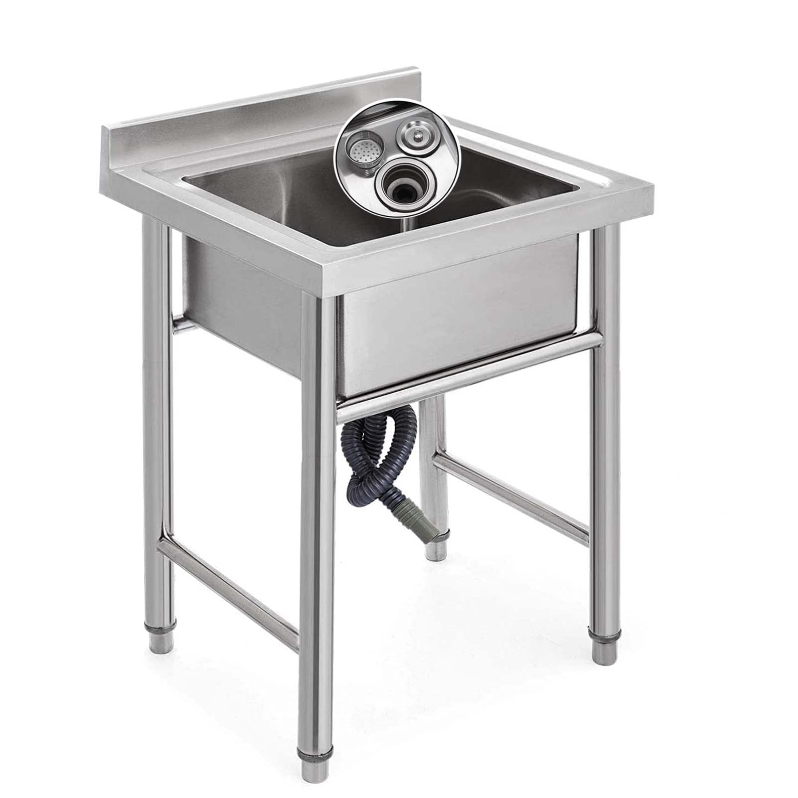 Évier en acier inoxydable de 1mm avec dimensions de 60x60x80cm pour cuisine et jardin