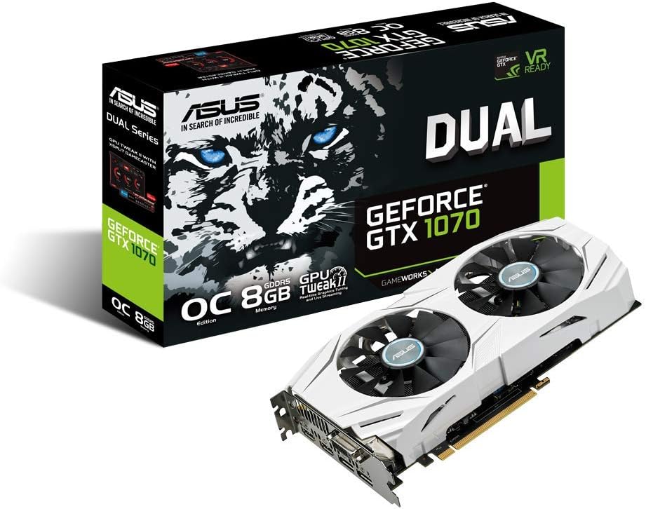 ASUS NVIDIA GeForce GTX 1070 8 GB DUAL OC White VR Ready Graphics Card - Black