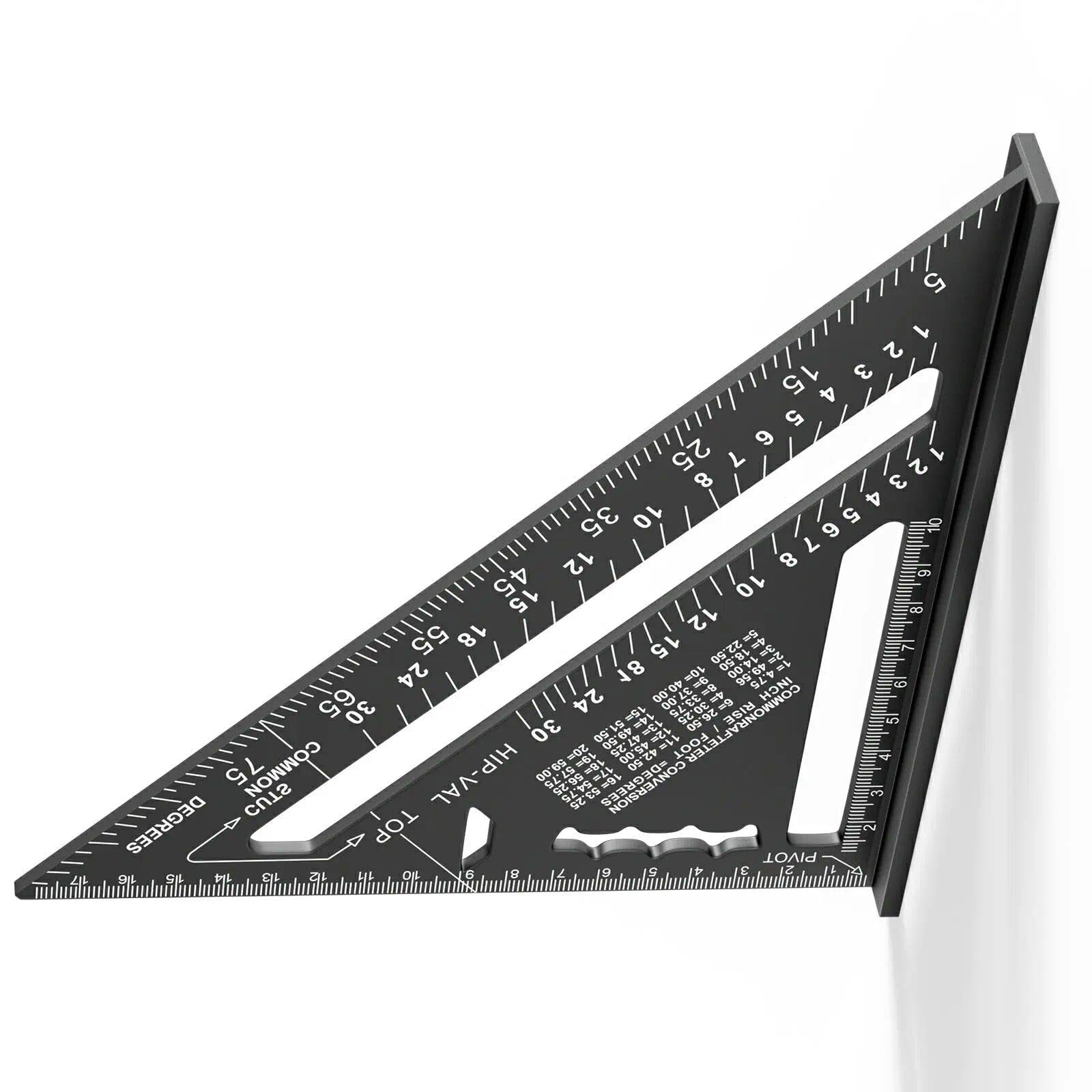 180 mm Escuadra carpintero, Regla Triangular Métrica de Aluminio, Triángulo de Carpintería Engrosado 45-90 Grados, Herramientas de Carpintero para Medir, Marcar, Cortar (negro)
