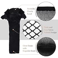 Vista 5 de Dreamlover Gorras de peluca de ganchillo, gorras de malla negra para pelucas, 3 piezas