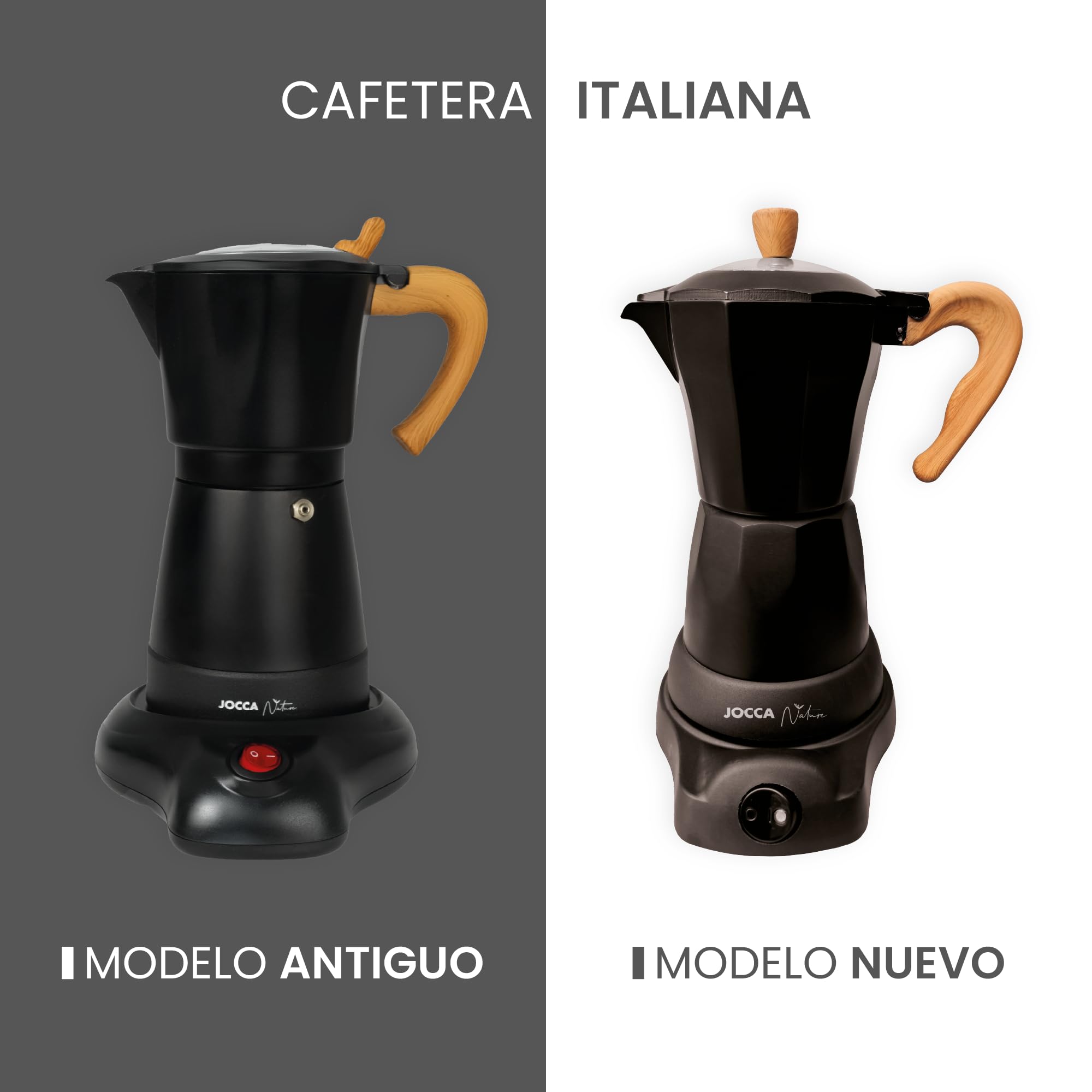 Jocca Cafetera Italiana Eléctrica 6 Tazas Base giratoria 360º Apagado automático Negro