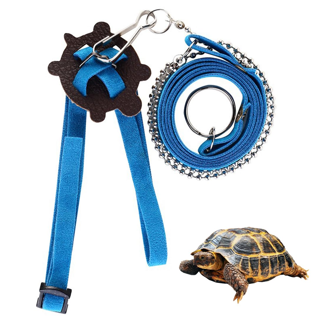 Harnais et Laisse avec Cloche pour Petits Animaux et Cochons d'Inde - Bleu, Taille L