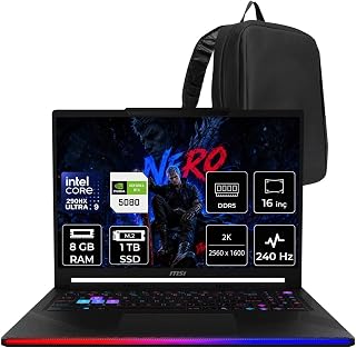 Msı Raider 16 Max Hx Ultra 9 290Hx Plus Rtx 5080 16Gb 175W 8Gb Ram 1Tb Ssd 16″ Qhd+ (2560 X 1600) Oled 240Hz Freedos B2Wı092Trp303 Gaming Laptop + Per4 Çanta