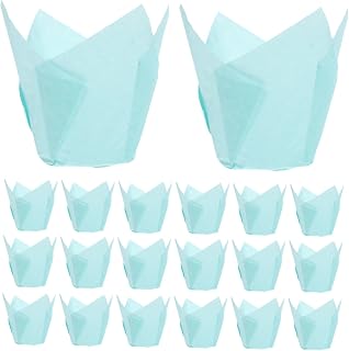 LIGIGWASH 100 Piezas Muffins Forma de Resistentes Calor Postres Fiestas Aleatorio Color Azul Claro