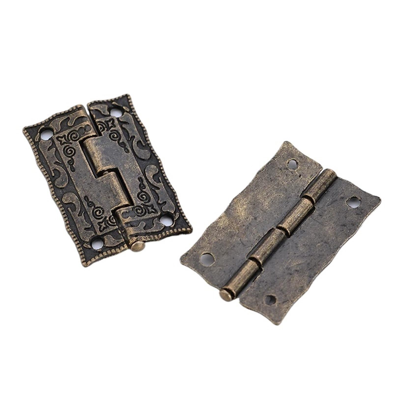 8PCS Antique Bronze Hinges Cabinet Door Drawer Decoration Vintage Hinge for Jewelry Wooden Box Furniture Hardware for Box