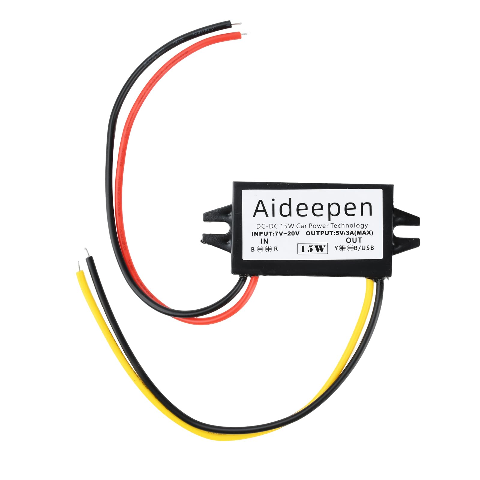 Aideepen Convertitore di Tensione DC-DC da 12V a 5V 3A 15W, Regolatore di Tensione, Convertitore Buck con Due Porte USB (Porte di Linea)