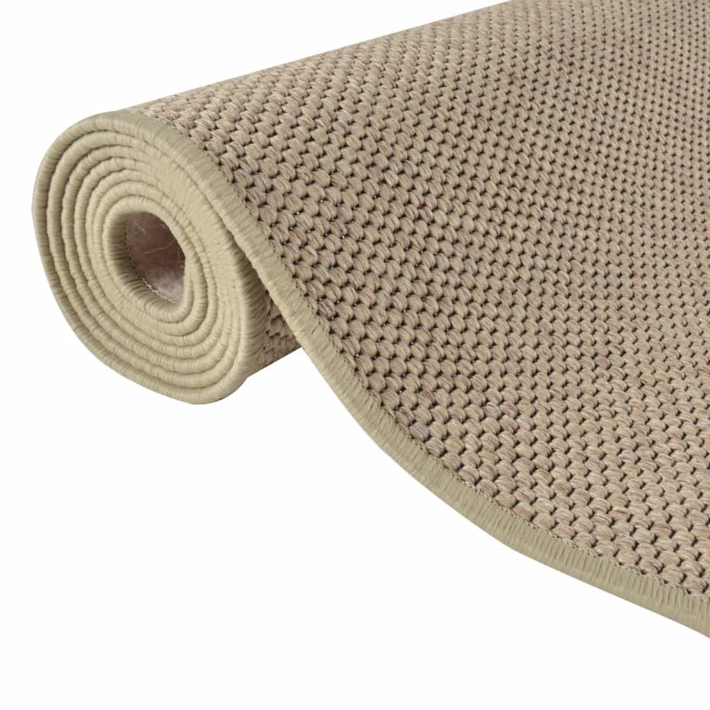 Chodnik dywanowy o wyglądzie sizalu, kolor piaskowy, 50 x 200 cm, wytrzymały, chłonny, można prać w pralce, do salonu, korytarza, kuchni, grubości 5 mm