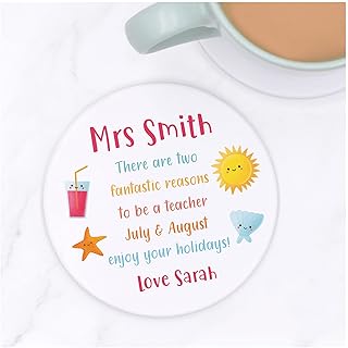 Funny Teacher Gifts, Funny Drinks Tea Coffee Wine Coaster Gift For Teacher Teaching Assistant TA, White Ceramic Coaster Unique Teacher Thank You