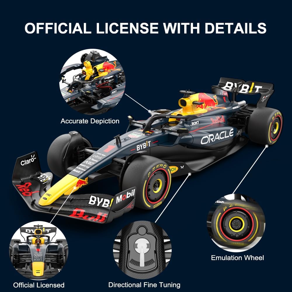 1:16 F1 RC Car Kit for RedBull with 55 PCS, Formula 1 Remote Control Car Model to Build with 3-4KM/H Racing, 55 Blocks, Electric Hobby Vehicle F1 Gifts for Adults, Kids, Boys, Girls Age 6+, Blue