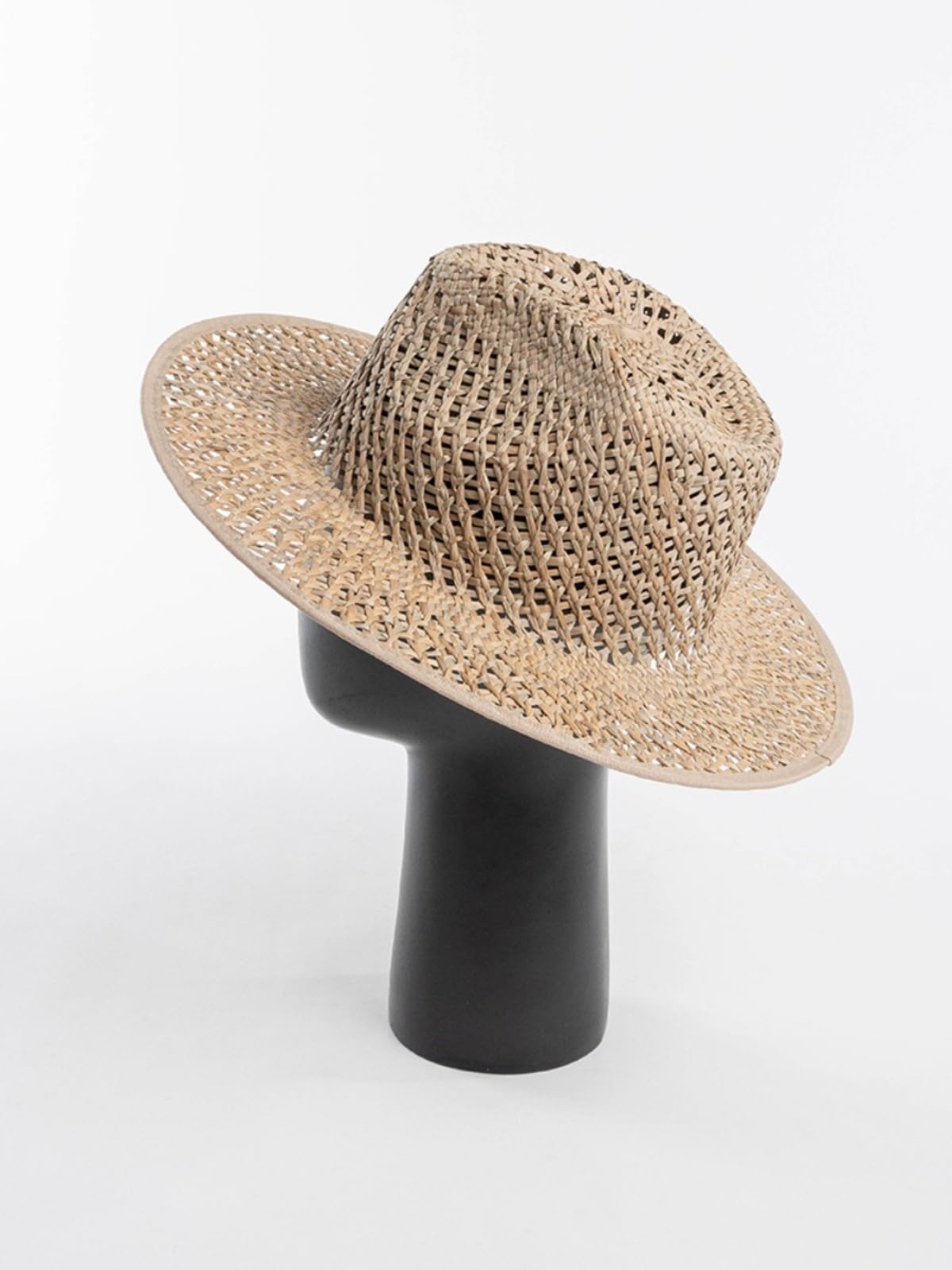 Generico Cappello da Sole in Paglia Naturale da Donna - Cappello da Spiaggia a Tesa Larga Intrecciato a Mano per Viaggi e attività all'aperto
