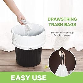 4 Gallon 320 Counts Strong Drawstring Trash Bags Garbage Bags by Teivio, Bathroom Trash Can Bin Liners, Small Plastic Bags for home kitchen office, White