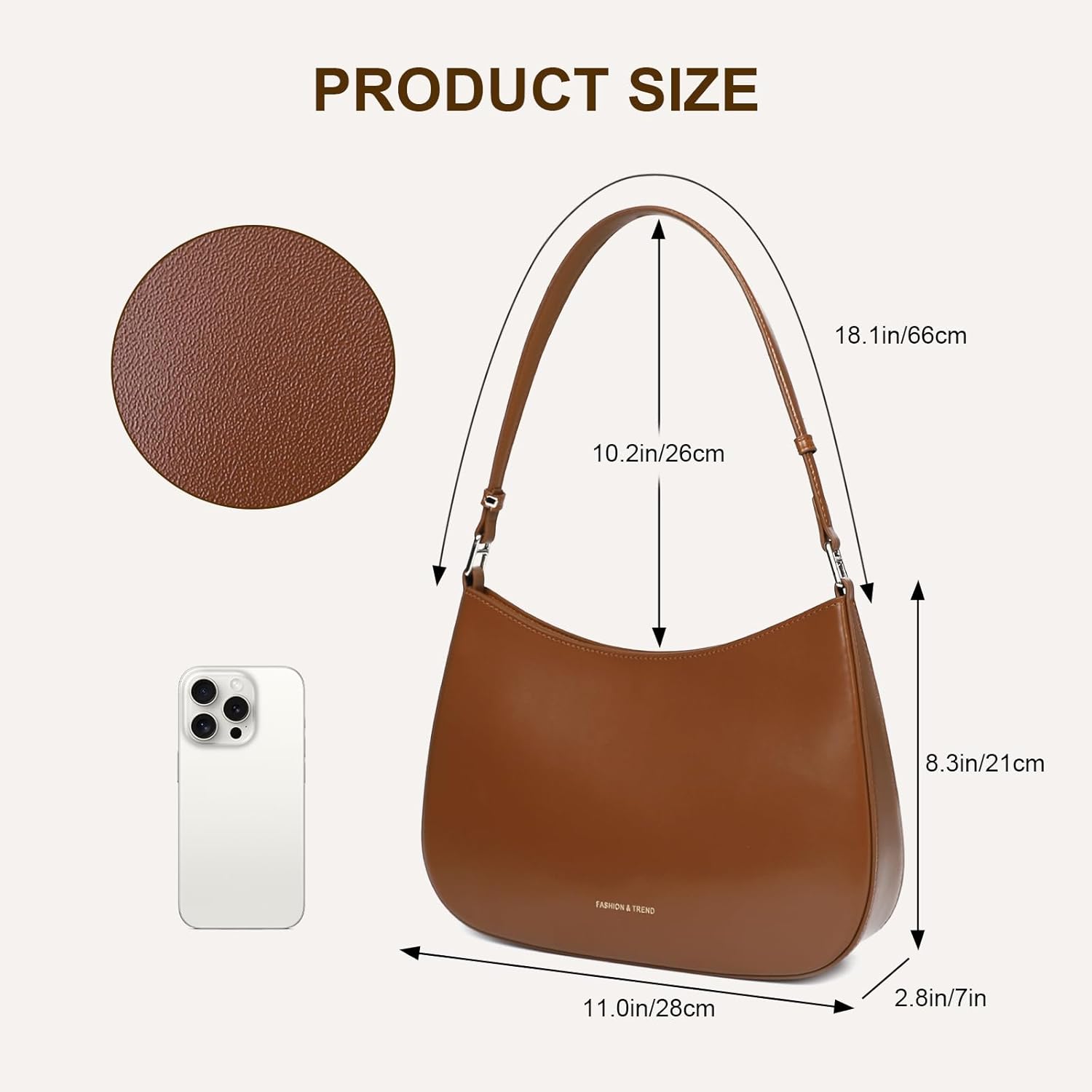 MoreFarther Leather Shoulder Bags for Women, Cute Purses Everyday Trendy, Women's Small Tote Handbags with Magnetic Closure - Image 4
