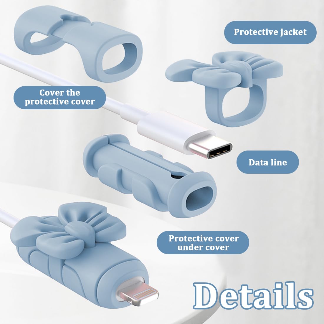 Salvacavi per Caricabatterie, 2 Paia Cable Protector,Copertura Protettiva per Cavi, Salvacavo per Caricabatterie