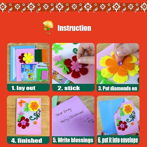 Miniatura 4 de QIAONIUNIU Kits de fabricación de tarjetas, kits de tarjetas de felicitación hechas a mano para niños, tarjetas de Navidad plegadas y sobres a