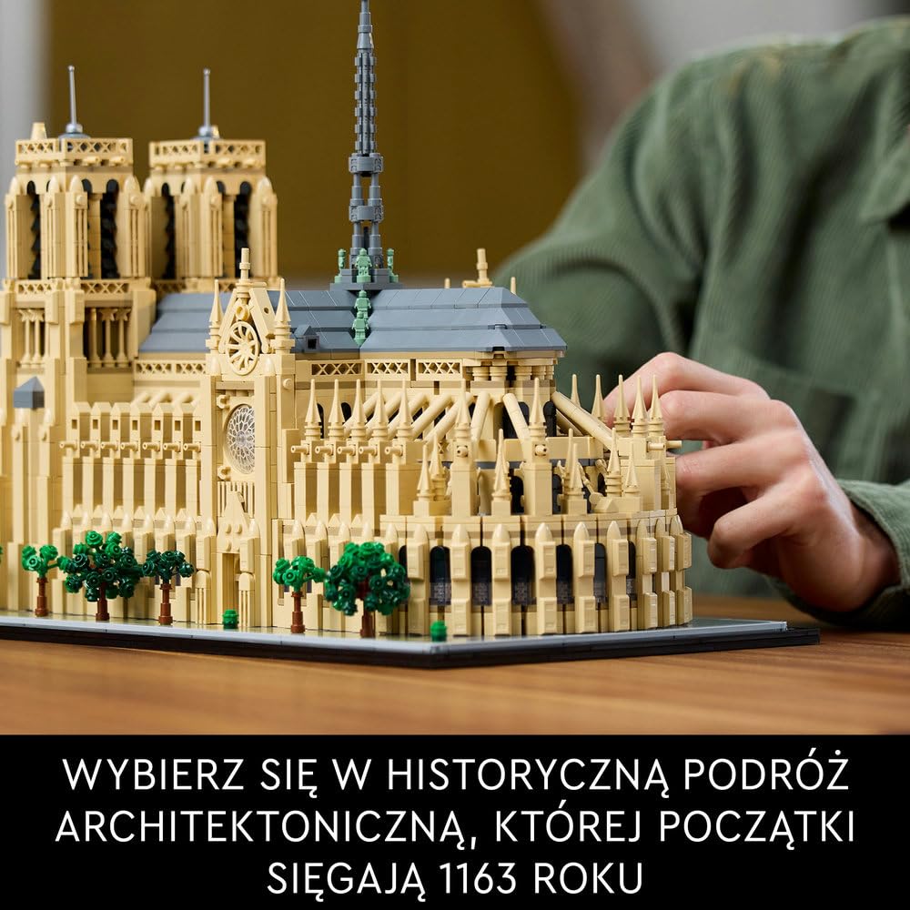 LEGO Architecture Notre-Dame w Paryżu 21061 | Model architektoniczny, dekoracja do domu, prezent dla podróżnika, duży zestaw klocków konstrukcyjnych, 4383 elementy