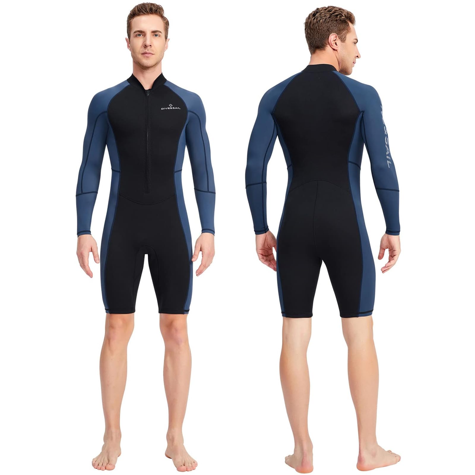 BEIAKE Wetsuit 1.5mm Neoprene Short Front Zip Warm Keep Warm for Stretch Wetsuit Snorkeling, Surfing