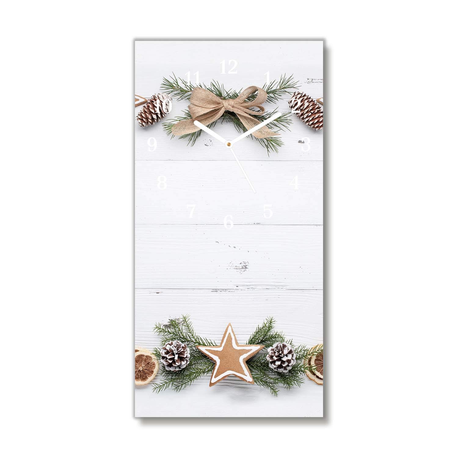 Tulup Zegar Świąteczny Na Ścianę Święta 30x60cm Białe Wskazówki Prezent Ze Szkła Boże Narodzenie Ścienny Dekoracja Świąteczna Szklany Zegar - Boże Narodzenie