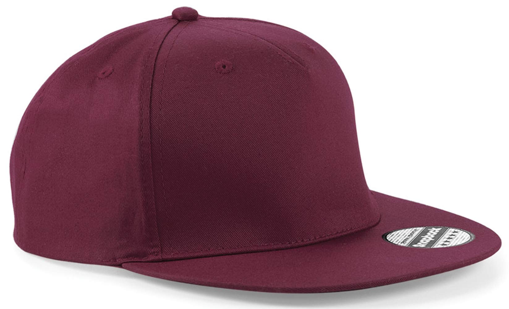 WM SPORTS Personalised Snapback Rapper Baseball Caps Customised Rapper Adults Cap Printed Hip Hop Caps/Hats with Text/Name or Logo or Plain (Burgundy)