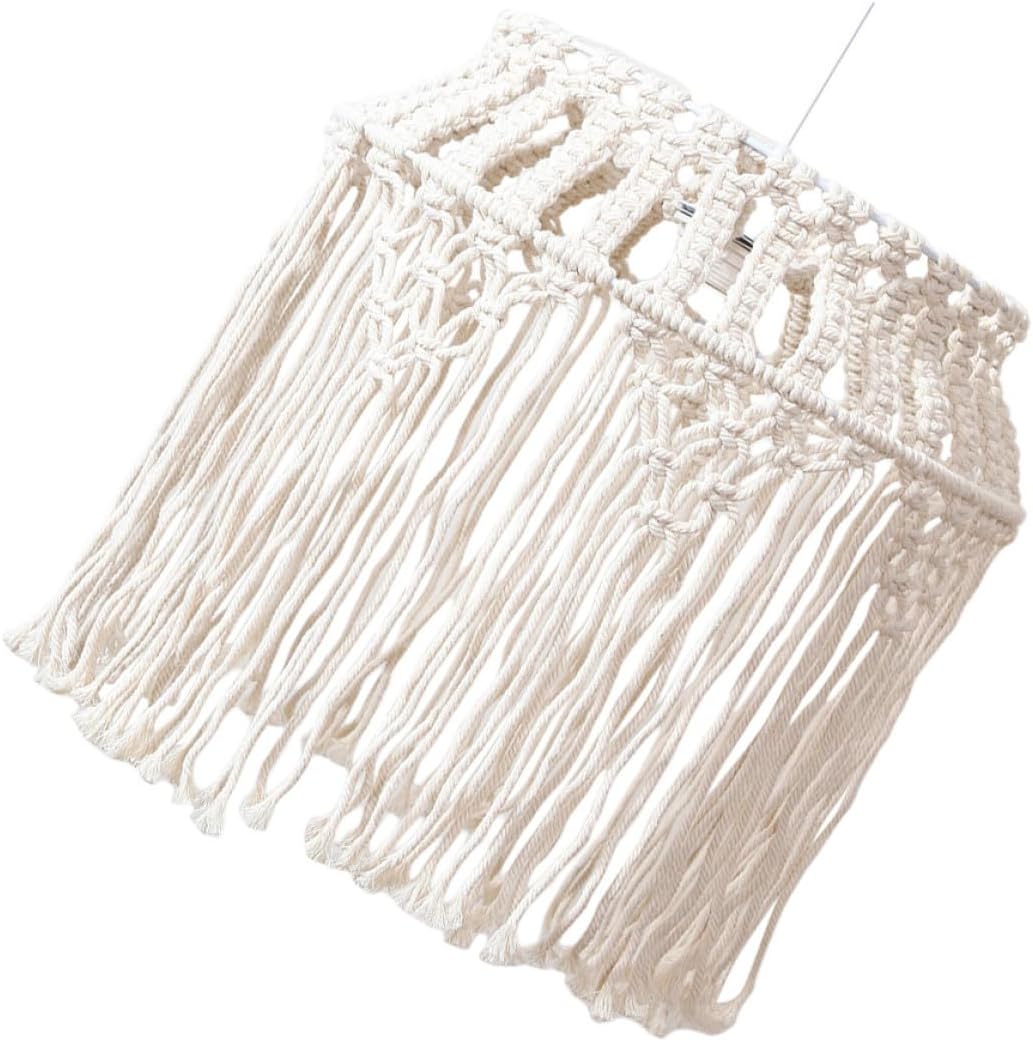 Bohemian Woven Rope Pendant Lamp Shade Textured Chandelier Light Cover Easy Install Ceiling Light Fixture for Warm Ambient Bedroom Living Dining Decor