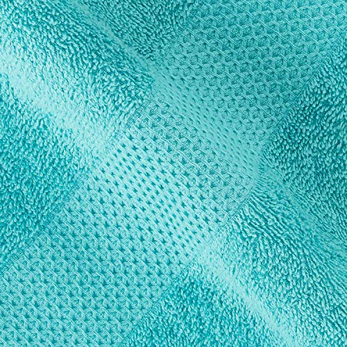 Image of Amazon Brand - Solimo 100% Cotton 2 Piece Bath Towel Set, 380 GSM (Baltic Blue, Mint Green)