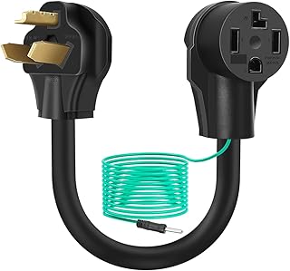 1.5FT 3 Prong to 4 Prong Dryer Adapter Cord,Nema 10-30P Male to 14-30R Female,250V 30 Amp STW 10-AWG Heavy Duty Dryer Outlet Plug Power Cord with Ground Wire