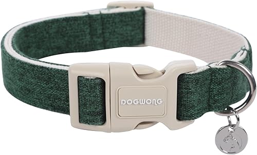 Miniatura 1 de DOGWONG Collar de algodón de cáñamo para perro, collar verde de Navidad resistente, duradero, suave, de tela natural, collar para perros pequeños,