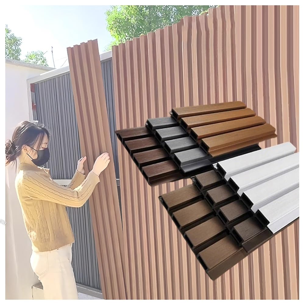 Pannello di recinzione per la privacy, in legno composito e plastica, per giardino e patio, pannello decorativo a doghe, perfetto per terrazze e cortili