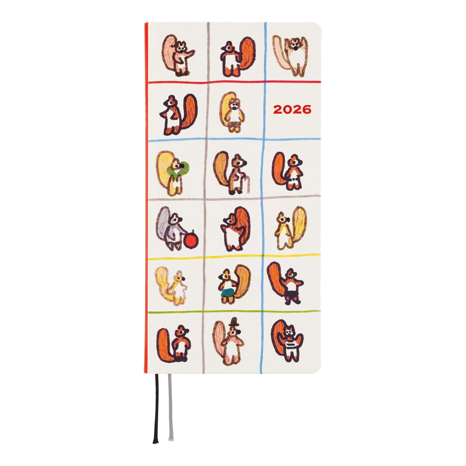 Hobonichi Planner 2026 weeks 100%ORANGE/Squirrel Moving January start weekly planner weekly left slim vertical