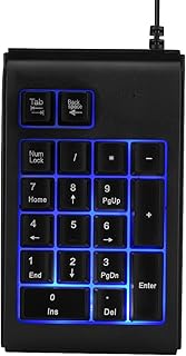 Number Pad Mechanical USB Wired Numeric Keypad with 3-Color Backlit 19-Key Number Keypad Numpad for Laptop Desktop Computer PC - Black