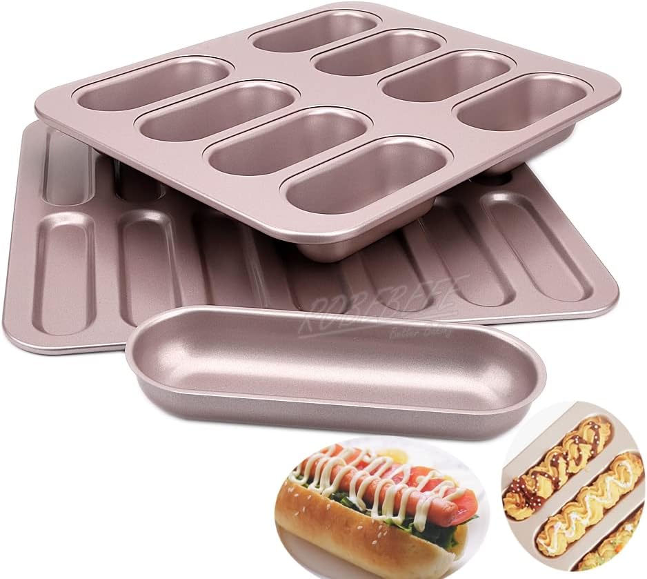 robebeee 異なるロングオーバル形状 ノンスティック カーボンスチール ホットドッグ型 ライトニング エクレア型 チーズタルト