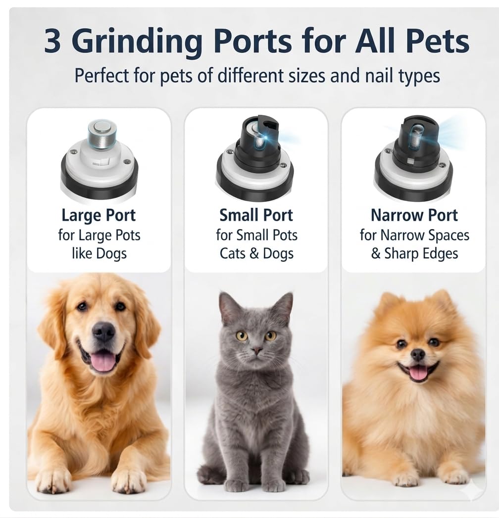 YFL Upgraded Dog Nail Grinder with LED Light, Super Quiet 2-Speed Electric Pet Nail Trimmer, Professional Rechargeable Dog Nail Clippers for Large Medium Small Dogs & Cats - image 5