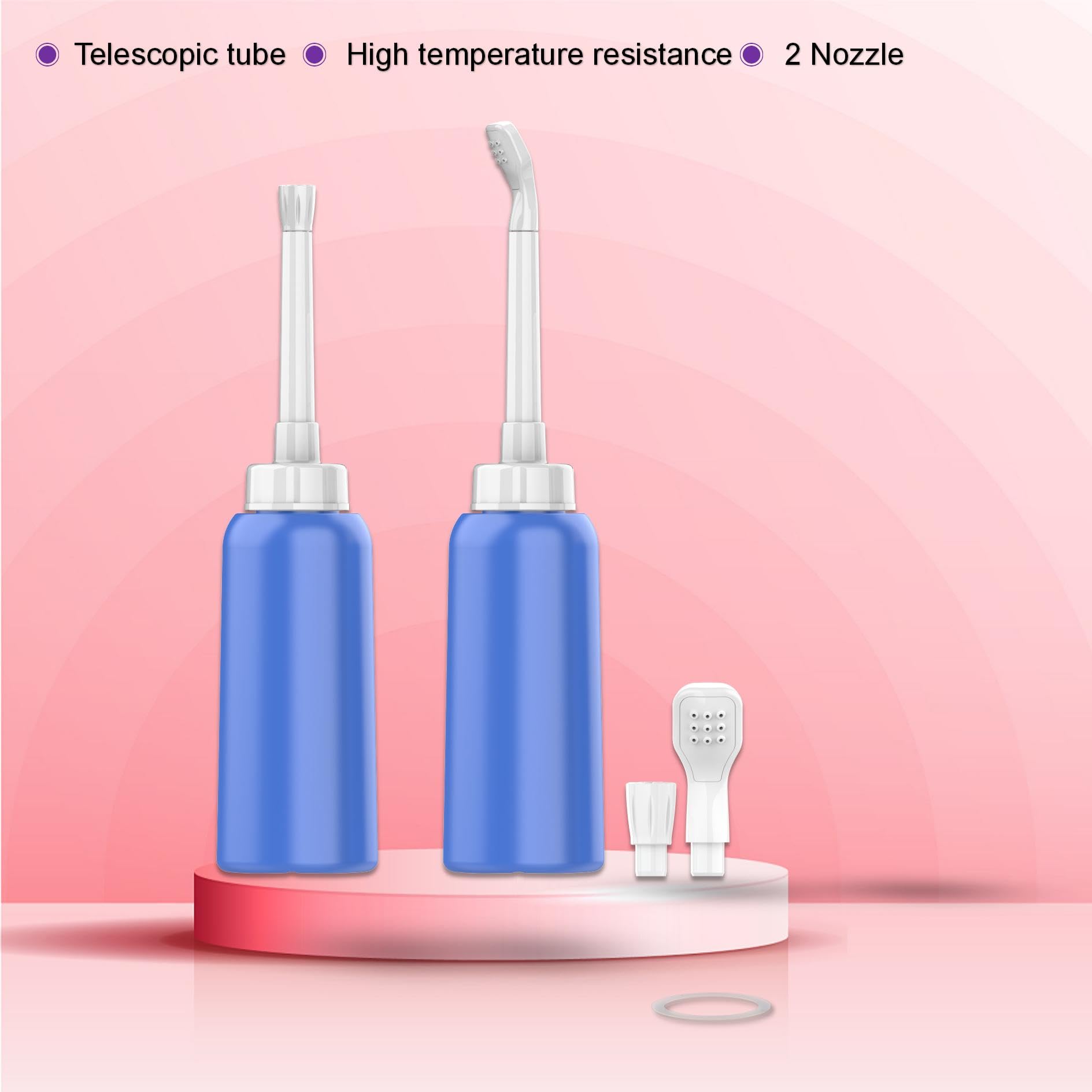 2PCS-Pack Portable Bidet 500ml for Travel Bidet Bottle with 2 Nozzle Scalable Pipe Storage Bag Peri Bottle for — view 6