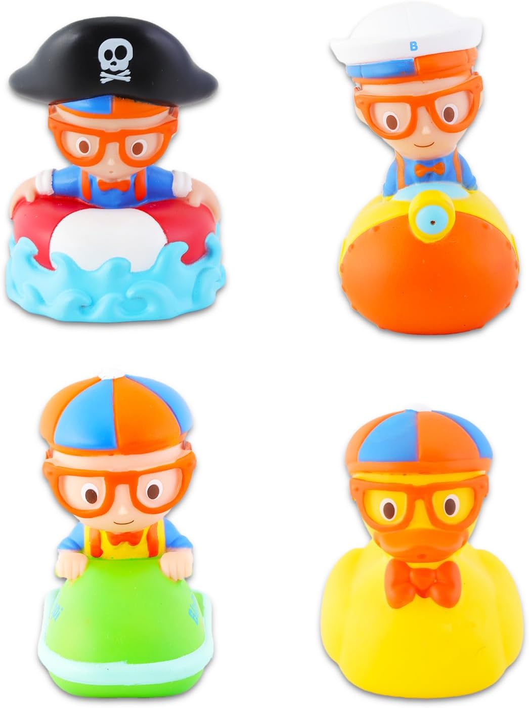 Blippi Bath Toys Blind Bag Figures Set -- 6 Pack Bundle with Blippi Blind Bag Bath Squirter Figures Plus Blippi Stickers | Blippi Mystery Toy Party Favors for Kids